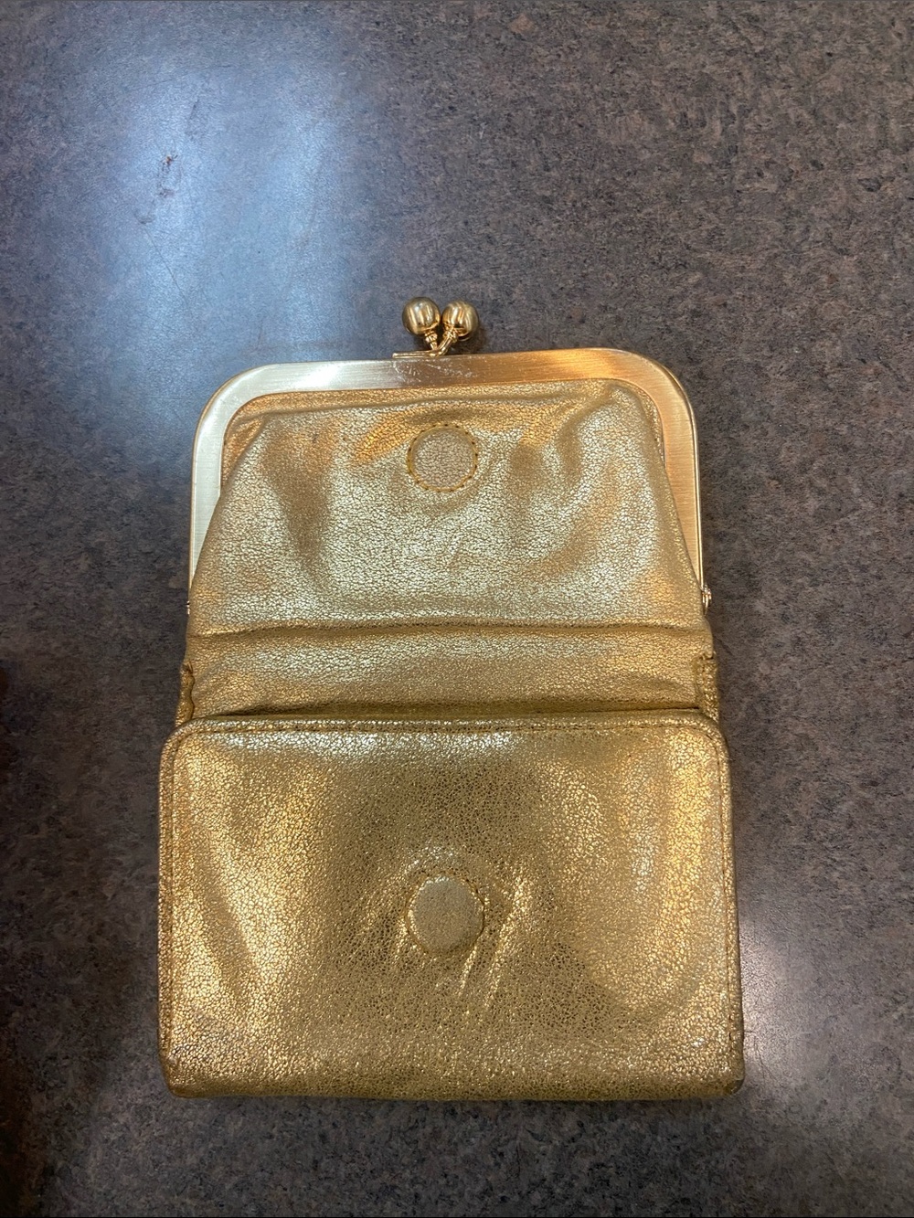 HOBO Gold Metallic Frame Kiss-Lock Clutch - Picture 4 of 5